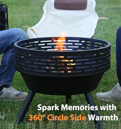 23 Inch Cast Iron Round Fire Pit with Grill