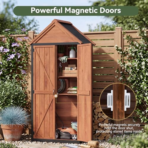 Solid Wood Outdoor Cabinet 2.3'x1.3' with Asphalt Roof & Floor (Brown / 2.5'x1.5')