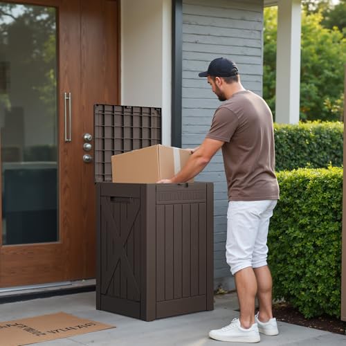 52 Gallon Large Outdoor Package Delivery Box (Brown / 52 Gallon)