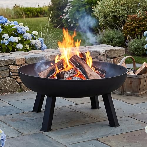 Sunnydaze Cast Iron Heavy Duty Large Fire Pit for Outside Wood Burning (Black / 34 in)