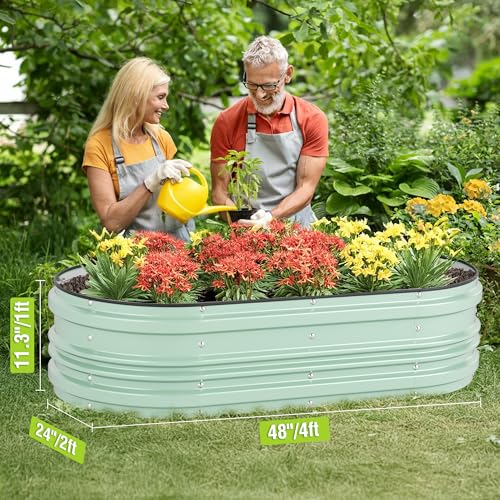 2PK 4x2x1ft Galvanized Raised Garden Bed Set (Light Green / 4x2x1ft(2PK))