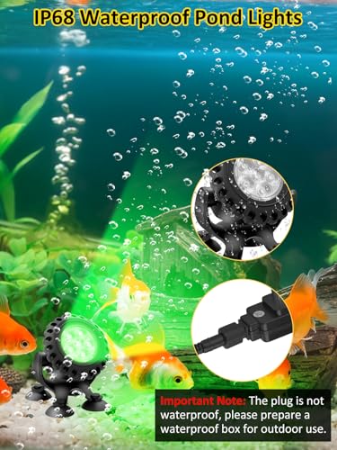 Colored Pond Lights LED Underwater with Remote Control 3 Heads (Multicolor / Set of 3)