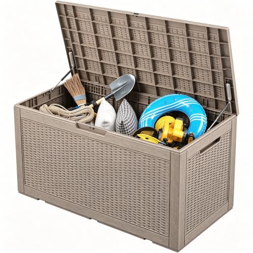 110 Gal Outdoor Storage Box Waterproof Lockable (110 Gallon / Medium Gray)