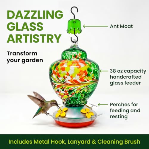 Glass Hummingbird Feeder for Outdoors