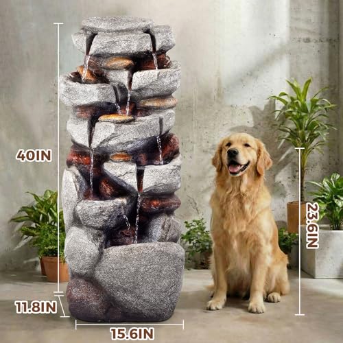 40" H Outdoor Water Fountain (40" H 7-Tier)