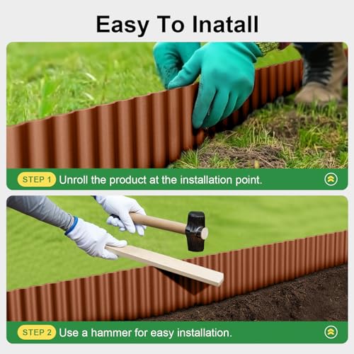 Corrugated Garden Edging Border (Red Rust / 6 Inch×50 Ft)