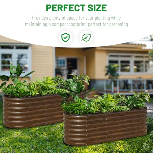 2 Pack Galvanized Steel Raised Garden Bed Kit (Brown / 6x2x2ft(2 Pack))