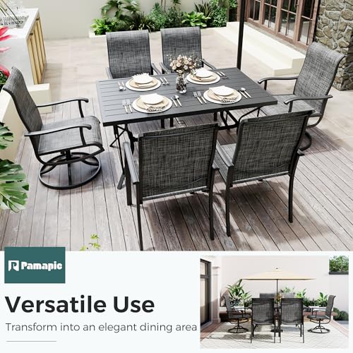 7 Piece Outdoor Dining Set (Charcoal / 7-Piece(38.9"))