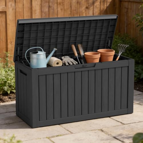 85 Gallon Outdoor Deck Box (Black / 85 Gallon)