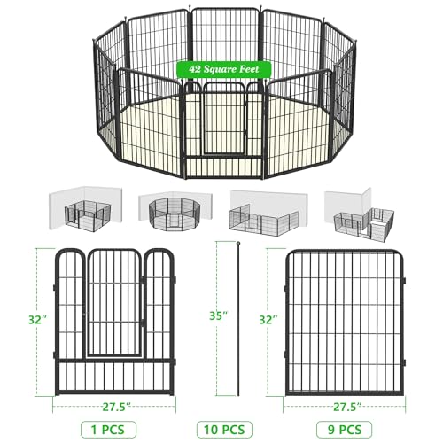 Garden Fence with Gate Metal Fencing for Yard (23ft (L)×32in(H))