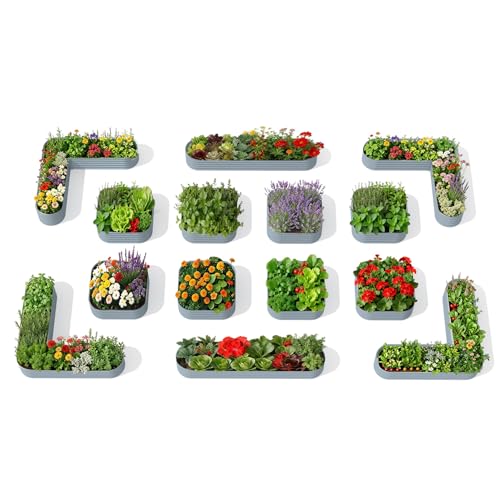 14 Pack Galvanized Raised Garden Beds Kit (Gray / Set of 14)