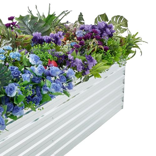 12x2x1.5FT Galvanized Raised Garden Beds Kit Large Outdoor Metal Gardening Planter Box for Vegetable Elevated Flower Herbs (Silver(1 Pack) / 12x2x1.5FT)