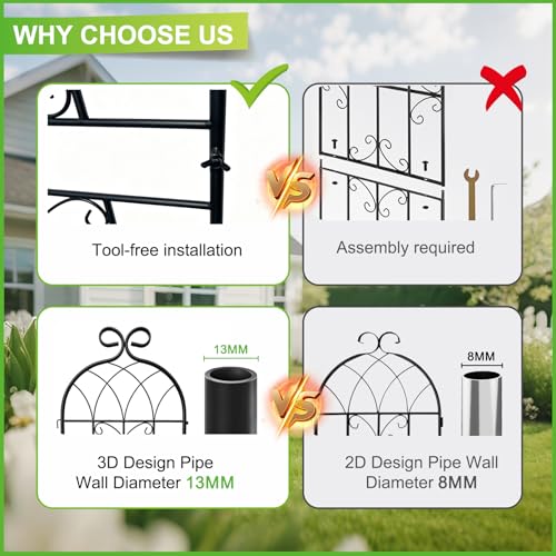 2 Pack 86.7" H x 19.7" W Black Metal Garden Trellis for Climbing Plants Outdoor (2PCS-1)