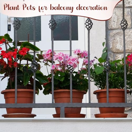 12 Pack 10'' Plastic Plant Pots Round Planter Pots with Saucer Tray Seedling Pots with Holes Seed Resin Plant Pot Starting Nursery Flower Container with Pallet for Garden Outdoor Indoor (Brown / 10'')