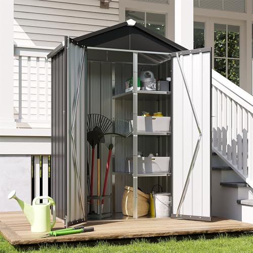 Vertical Outdoor Storage Cabinet 3.5’x2’ with Floor & Shelves Black (Black / 3.5'x2')
