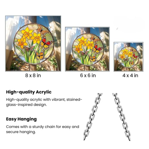 Daffodil Birth Flower Acrylic Suncatcher Floral Window Hanging Birthday Gift for Mom (1-fba-evg-c020-g / 6")