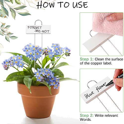 62 Pcs Metal Plant Labels Garden Markers Outdoor Weatherproof 10.6 Inch Stainless Steel Nursery Tags Reusable Bulk with Pens for Flower Fruit Vegetable Seedling (White Label With Black Ink)