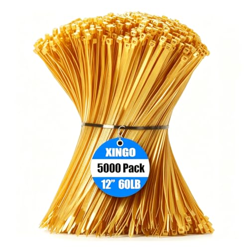 5000 PCS Gold Zip Ties 12 Inch (12 Inch(60 lbs, 5000 pcs) / Gold)
