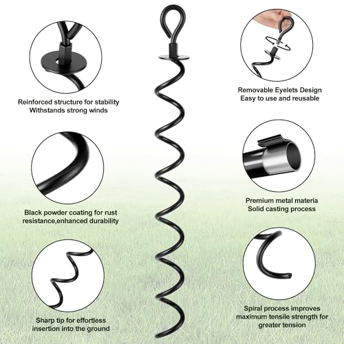 22.4 Inch Ground Anchor Screw in (Black-4 pk / 22.4 inch)
