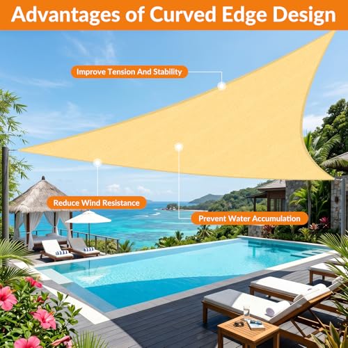 19'X20' Sun Shade Sail Sand Curved Square Customizable (Sand / 19'X20' custom)