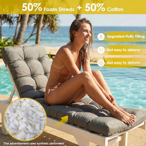 Outdoor Chaise Lounge Chair Cushion (Dark Grey)