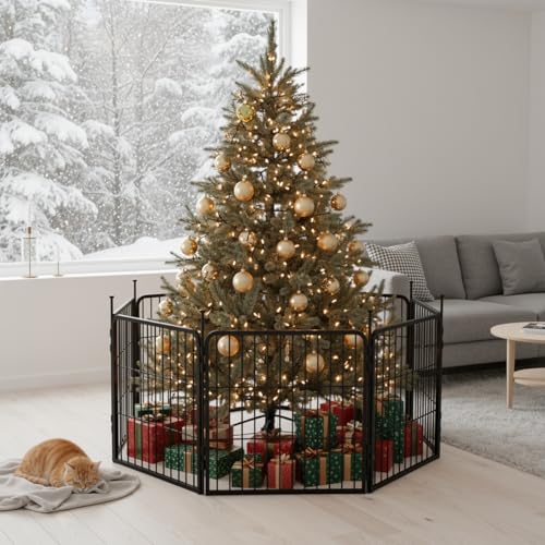 Decorative Garden Fence with Gate 50 in (50 in(H) x 30.7 ft(L) 11 Panels +1 Gate / Black)