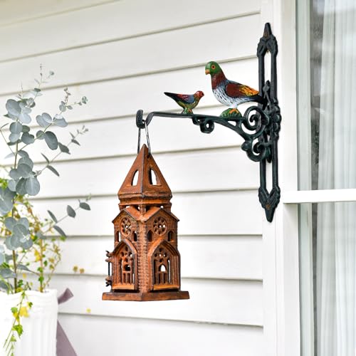 Cast Iron Church Lantern Candle Holder (Natural Rust - Church)