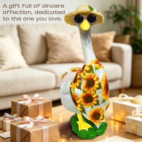 Porch Goose Statues Garden Decor (sunflower bandana goose)