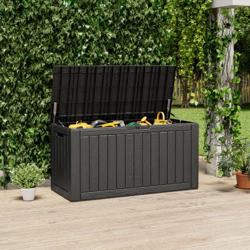 140 Gallon Outdoor Storage Box Waterproof Deck Box for Patio (Black / 140 Gallon)