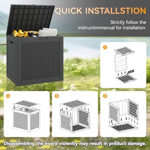 31 Gallon Outdoor Storage Box Waterproof Deck Box for Patio (Black / 31 Gallon)