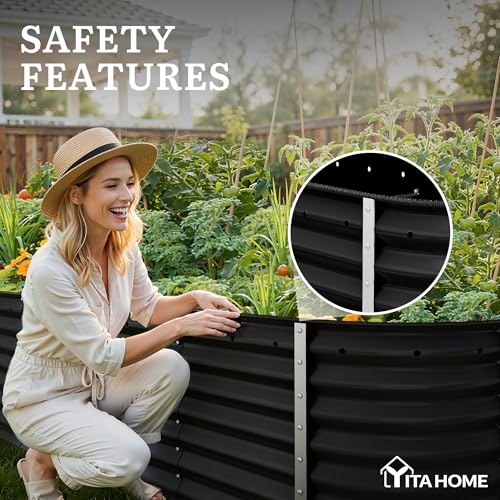 8x2x2ft Galvanized Oval Raised Garden Bed (8x2x2ft / Black)