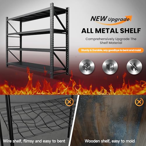 79” Wide Heavy Duty Metal Garage Shelving (Matte Black / 79"Wx24"Dx79"H)
