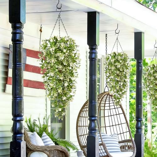 4pcs Fake Hanging Plants (White Flowers / 4Pcs Plants)