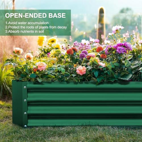 2 Pack 8×4×1ft Galvanized Metal Raised Garden Bed (2 Count)