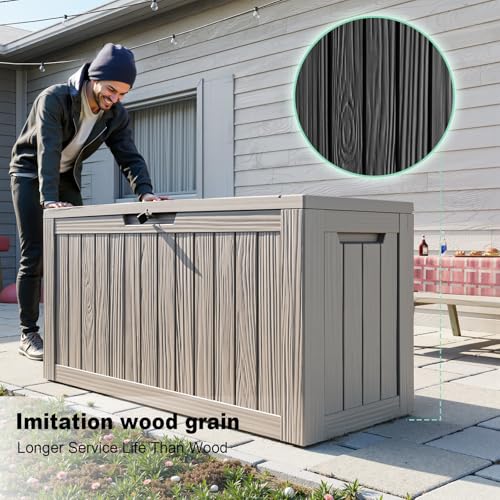 150 Gal Deck Box Waterproof Outdoor Storage Box Gray (Grey / 150 Gallon)