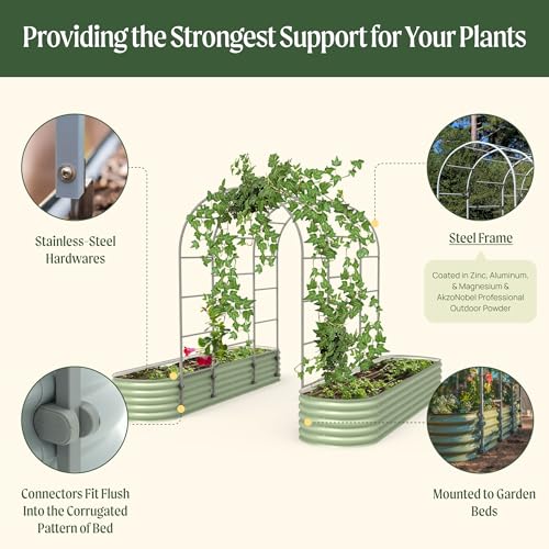 Modular Arched Trellis System 4.5' Long Trellis for 2.0' x 6.5' or 3.5' x 6.5' or 2.0' x 8.0' Garden Bed for Climbing Plants like Cucumber Beans Tomatoes & Vines