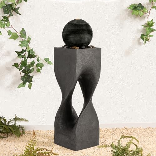 Outdoor Water Fountain (Resin/Gray/Curved / 36.5" H)