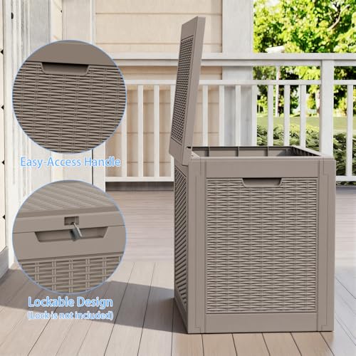 37 Gal Waterproof Outdoor Storage Box UV Resistant Deck Box (Grey / 37 Gallon)