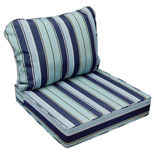 Outdoor Chair Cushions (Ash Teal Seaside Stripe / 23.5"x25.5"x5" / 23.5"x19")