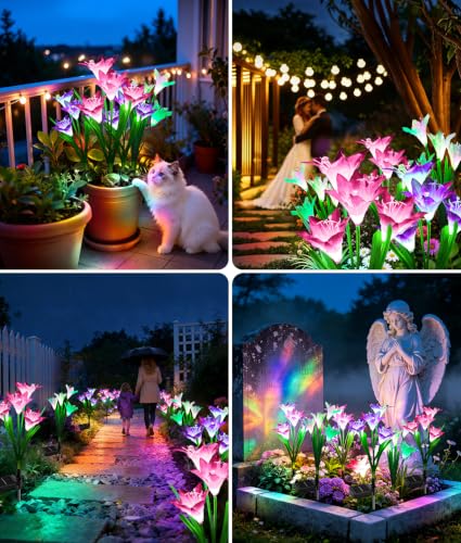 Outdoor Solar Lights (6 Pack / Lily Flower)