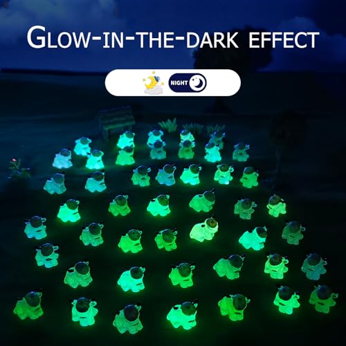 56 Pcs Mini Yak Figurines Bulk Mini Cow Figurines Cake Decorations Miniature Resin Sculpture Ornament Micro Landscape Office Garden Desk Party Tabletop Decor (Glow Yak-56p)