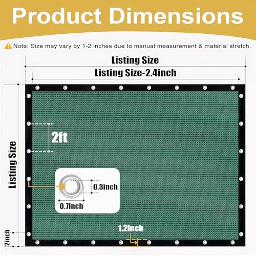 90% Sun Shade Cloth with Grommets (0 8' X 1 2' / Green)