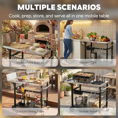 Outdoor Pizza Prep Table with Topping Station & Stainless Steel Top (Table with Topping Station)
