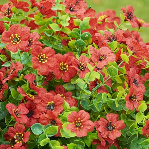 Artificial Flowers for Outdoor Indoor Garden Home Decoration (Red)