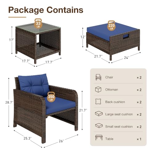 5 Piece Patio Furniture Set (Brown-blue / 5 Piece)