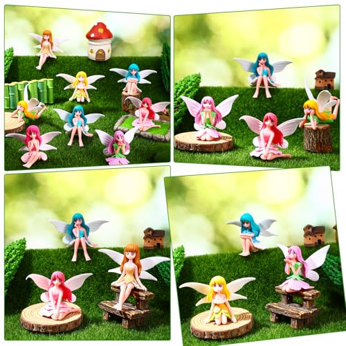 8 Pcs Fairy Figurines Miniature Fairies Core Selection Garden Set (3.38*2.0 inch)
