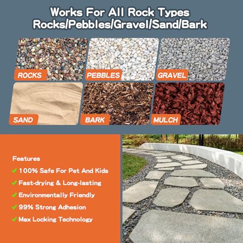 Rock Glue 2 Gallon 99% Stronger Bond Gravel Binder for Pea Gravel (2Gallon)