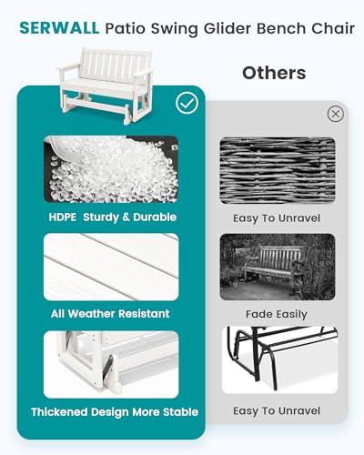 HDPE Outdoor Glider Bench Set of 4 (White / 4 Pack)