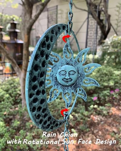 Sun and Moon Decorative Rain Chain (Blue Sun)