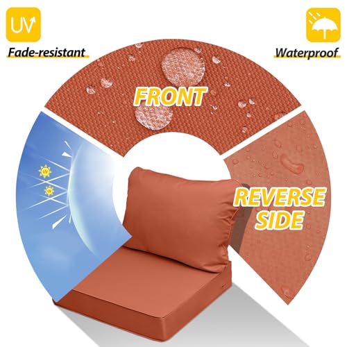 Outdoor Chair Cushions (Rust / 22"x22"x3" / 22"x17")